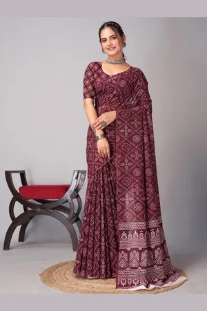 HERE&NOW Ajrak Block Block Print Saree