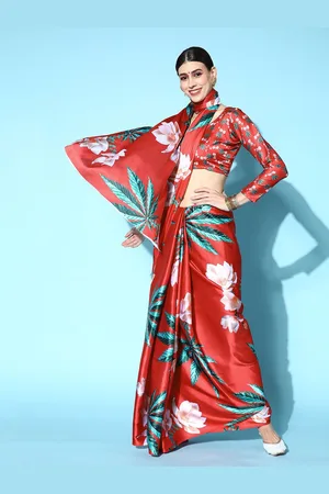 DIVASTRI Tie and Dye Satin Saree