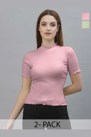 Friskers Women Pack Of 2 High Neck Cotton Top