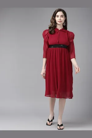 BAESD Women Solid A-Line Knee Length Dress