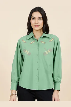 Gipsy Woman Floral Print Cotton Shirt Style Top