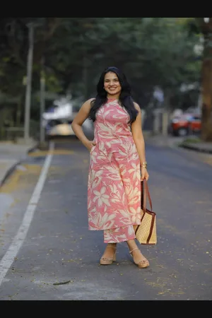 DIVASTRI Floral Printed A-Line Kurta With Palazzo