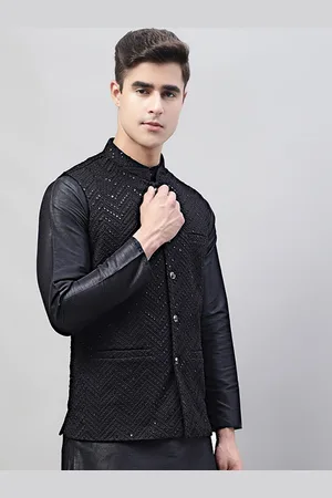 Jompers Mandarin Collar Embroidered Sequins Nehru Jacket