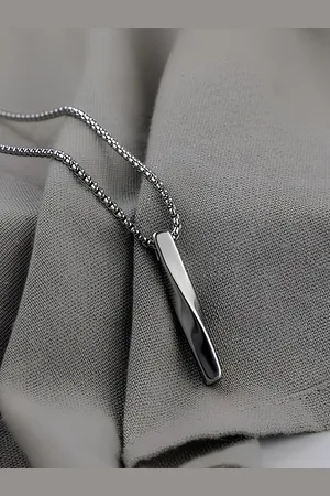 KARISHMA KREATIONS Unisex Silver-Plated Twisted Bar-Charm Pendant