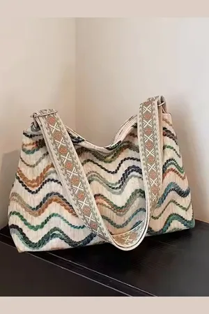 Stylecast White & Brown Self Design Structured Shoulder Bag