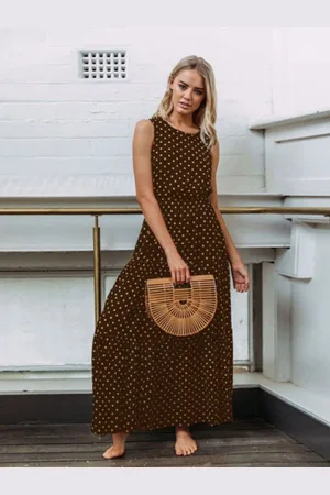 DressBerry Polka Dot Print Maxi Dress