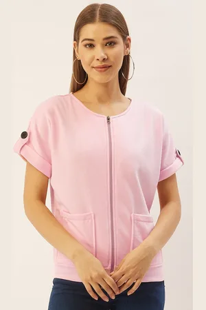 Belle Women Pink Solid Fleece Lightweight Tailored Jacket