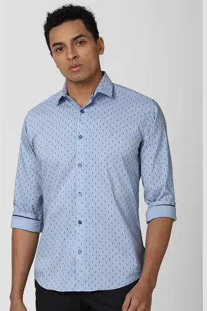 V Dot Men Blue Slim Fit Printed Casual Shirt