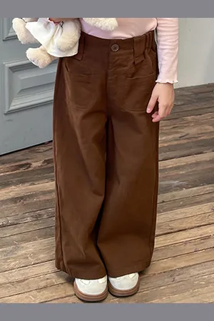 LULU & SKY Girls Loose Fit High-Rise Trousers