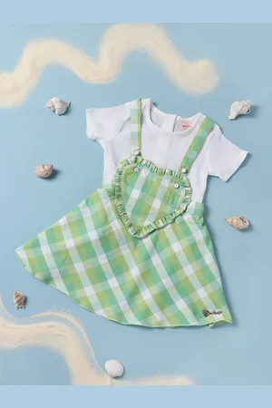 Nauti Nati Girls Checked Pinafore Dress With Top