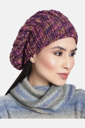 Magic Needles Women Purple Woollen Handknitted Beanie
