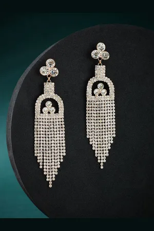 ATIBELLE Rose Gold-Plated Rhinestone-Studded Earrings