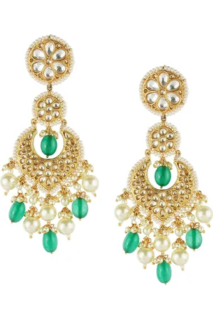 AURAA Trends Gold Plated Kundan Studded Drop Earrings