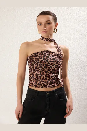 Trendyol Animal Print Tube Crop Top