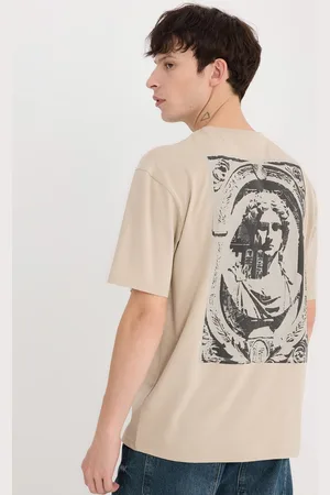 DeFacto Men Printed Extended Sleeves Raw Edge T-shirt