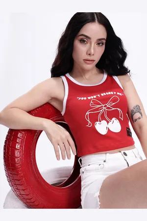 Kook N Keech Graphic Printed Pure Cotton Crop Tank Top