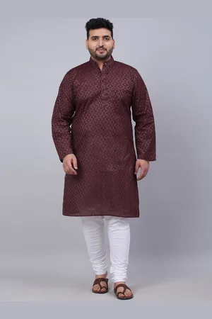 KLOTTHE Men Plus Size Printed Cotton Straight Kurta