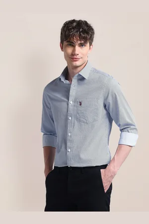 U.S. Polo Assn. Men Classic Cutaway Collar Micro Ditsy Printed Cotton Casual Shirt