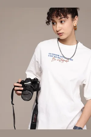 Roadster The Life Co. Typography Printed Drop-Shoulder Sleeves Pure Cotton T-shirt