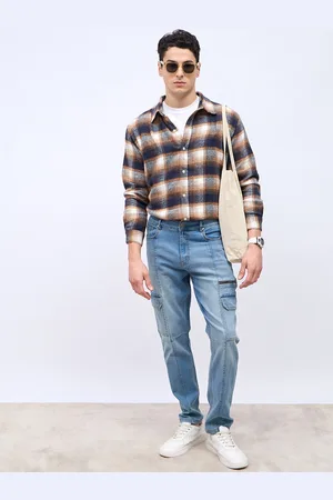 Styli Men Slim Fit Cargo Jeans with Panel Detail