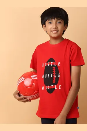 V-Mart Boys Round Neck Typography Printed T-shirt