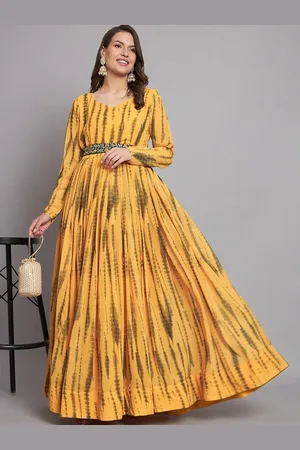 Femvy Women Floral Printed Fit and Flare Ethnic Dresses