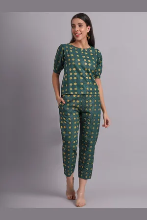 Kalini Printed Round Neck Top With Trousers Co-Ords