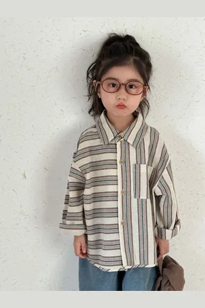 LULU & SKY Girls Opaque Striped Casual Shirt