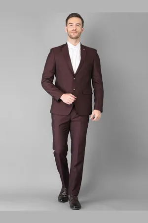 Canary London Men Wine-Burgundy Slim-Fit Single-Breasted Two-Piece Formal Suit