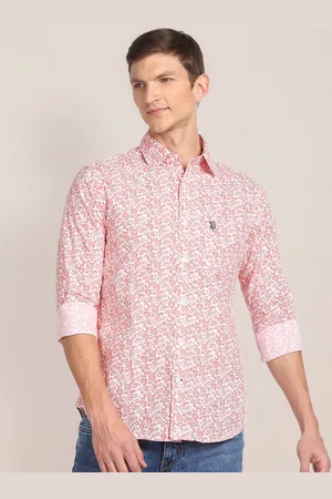 U.S. Polo Assn. U S Polo Assn Men White & Orange Floral Printed Casual Shirt