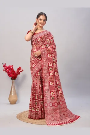 HERE&NOW Ajrak Block Block Print Saree