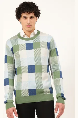 HARSAM Men Checked Pure Cotton Pullover