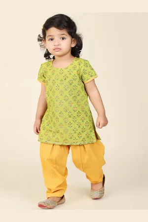 Fabindia Girls Printed Regular Pure Cotton Kurta With Salwar