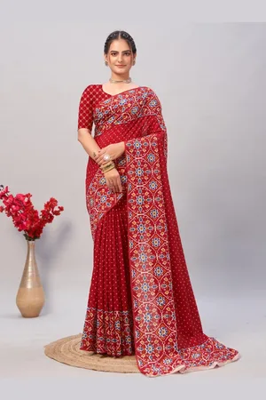 HERE&NOW Ajrak Block Block Print Saree
