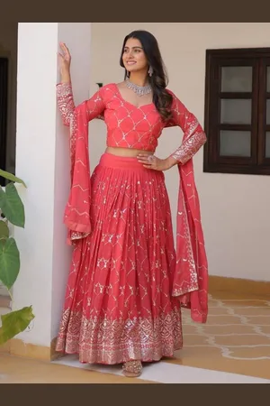 Ethnic Yard Embroidered Ready to Wear Lehenga & Unstitched Blouse With Dupatta