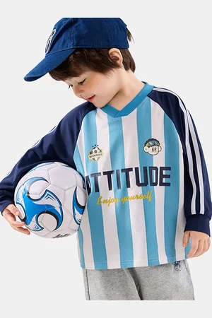 LULU & SKY Boys Striped V-Neck T-shirt