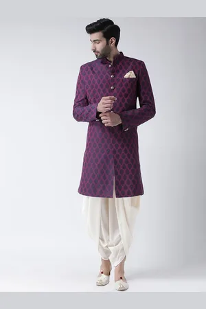 KISAH Men Self-Design Mandarin Collar Indowestern Sherwani Set