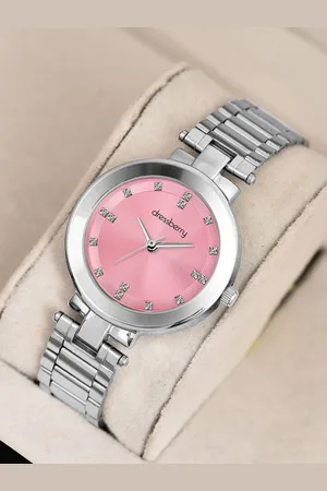 DressBerry Women Brass Embellished Dial & Stainless Steel Straps Analogue Watch DB-032-Pink