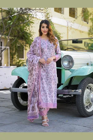 Divena World Women Floral Printed Regular Pure Cotton Kurta with Trousers & With Dupatta