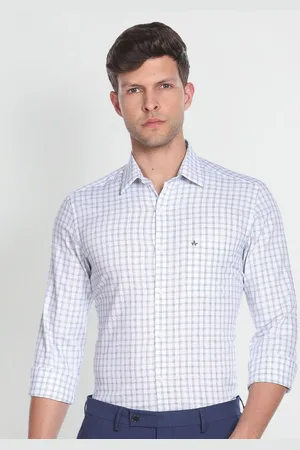 Arrow Tartan Checked Cutaway Collar Twill Pure Cotton Slim Fit Formal Shirt