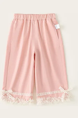 LULU & SKY Girls Straight Fit Lace High-Rise Culottes Trousers