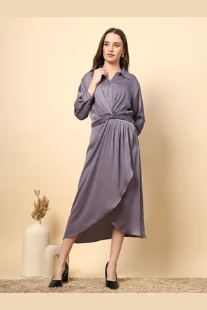 Gipsy Women Front Fall Solid Shirt Midi Dress
