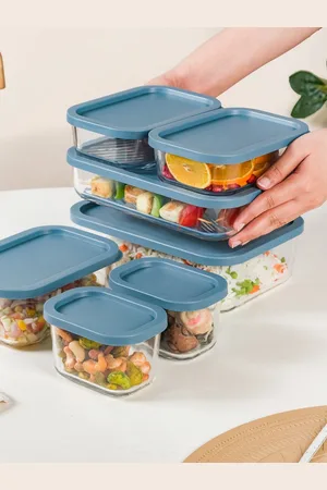 Nestasia 7 Pcs Grooved Base Glass Airtight Containers