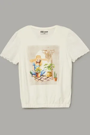 Lifestyle Girls Printed Tropical Applique T-shirt