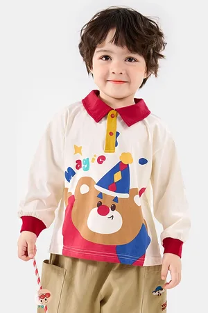LULU & SKY Boys Graphic Printed Polo Collar Relaxed Fit T-shirt