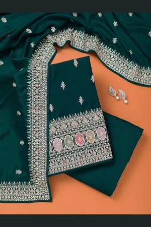 Koskii Art Silk Unstitched Dress Material