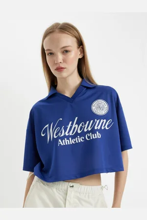 DeFacto Women Typography Printed V-Neck Applique T-shirt