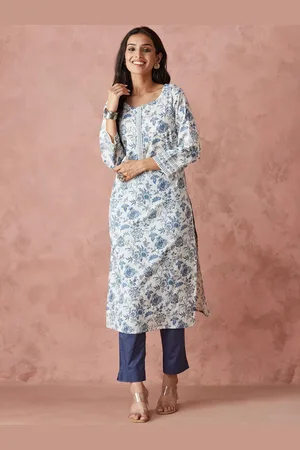Fabindia Floral Printed Pure Cotton Straight Kurta With Trouser