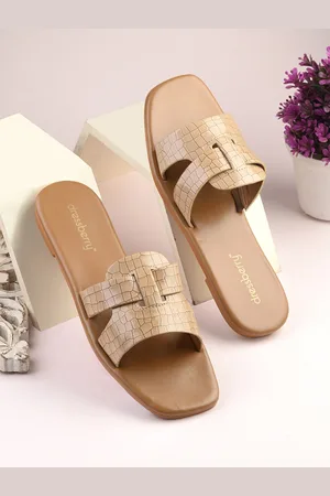 DressBerry Textured Open Toe Flats