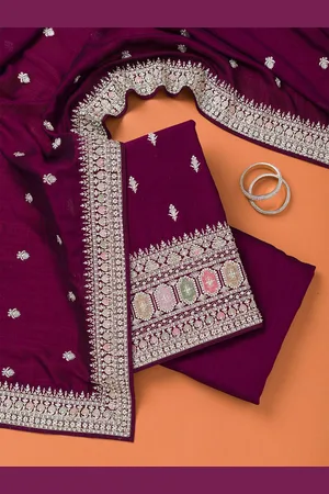Koskii Art Silk Unstitched Dress Material